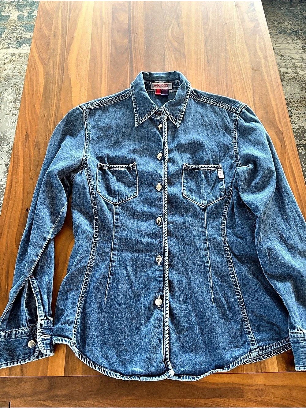 Esprit Denim Shirt Jacket in Blue Size Small